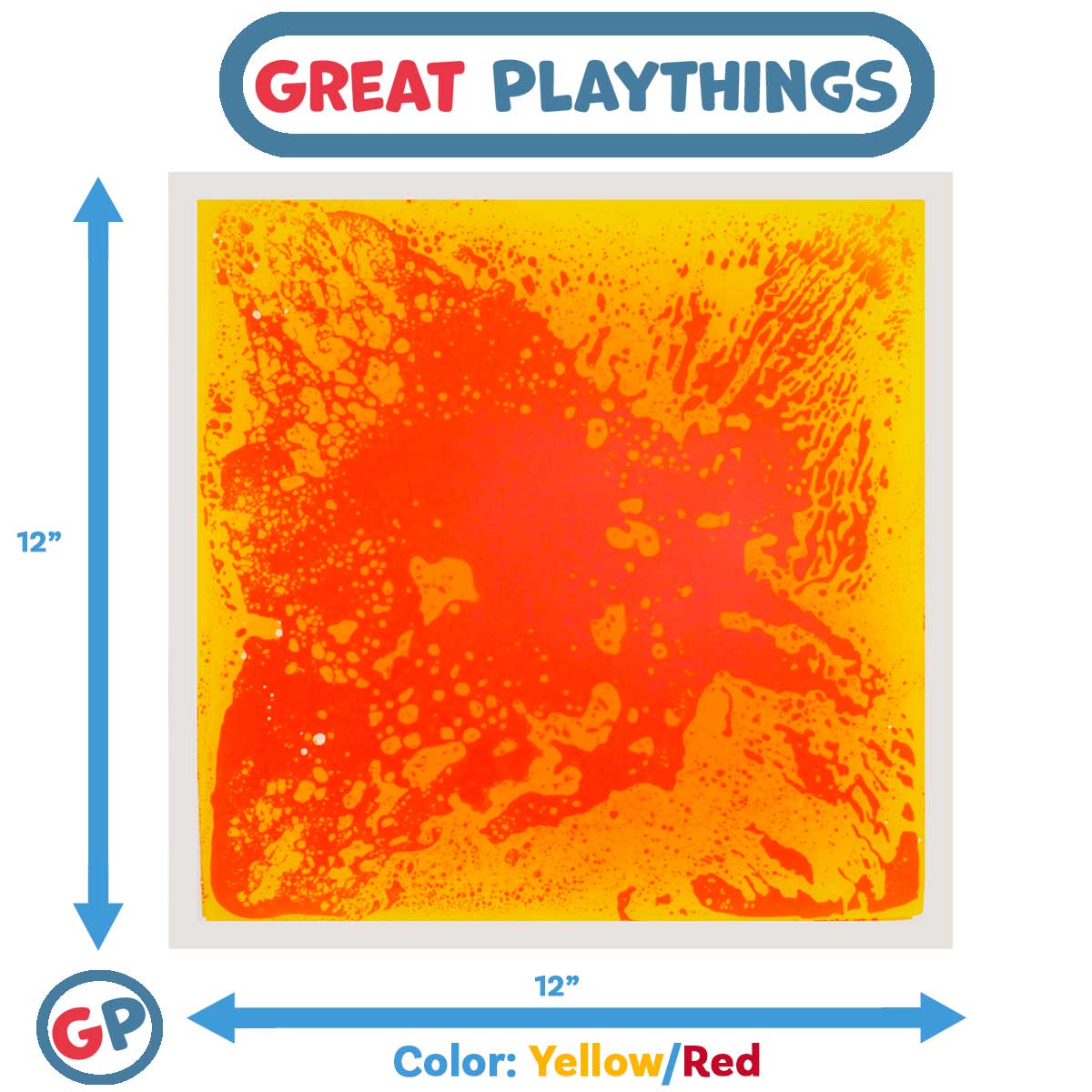Great Playthings-11.8" Square Liquid Sensory Floor Tile - Box of 6 Yellow/Red Tiles-GP1127