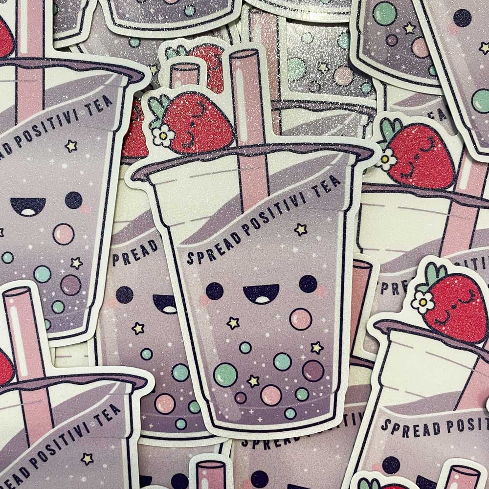 IDAKO-Spread Positivi-Tea 4" Glitter Sticker-
