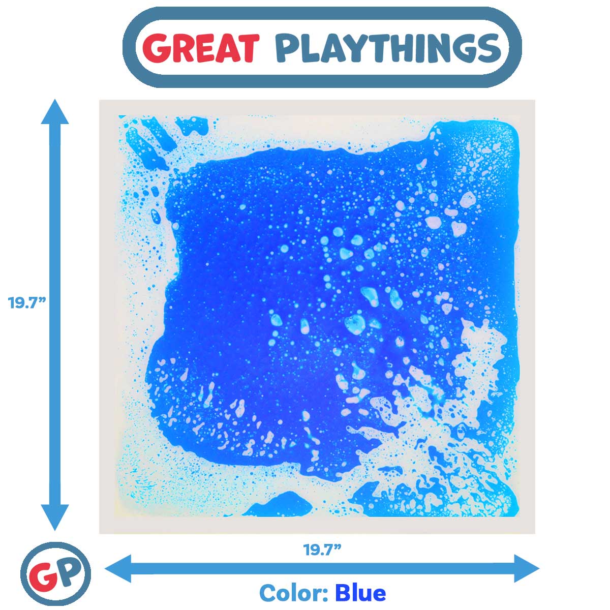 Great Playthings-19.7" Square Liquid Sensory Floor Tile - Box of 6 Blue Tiles-GP1102