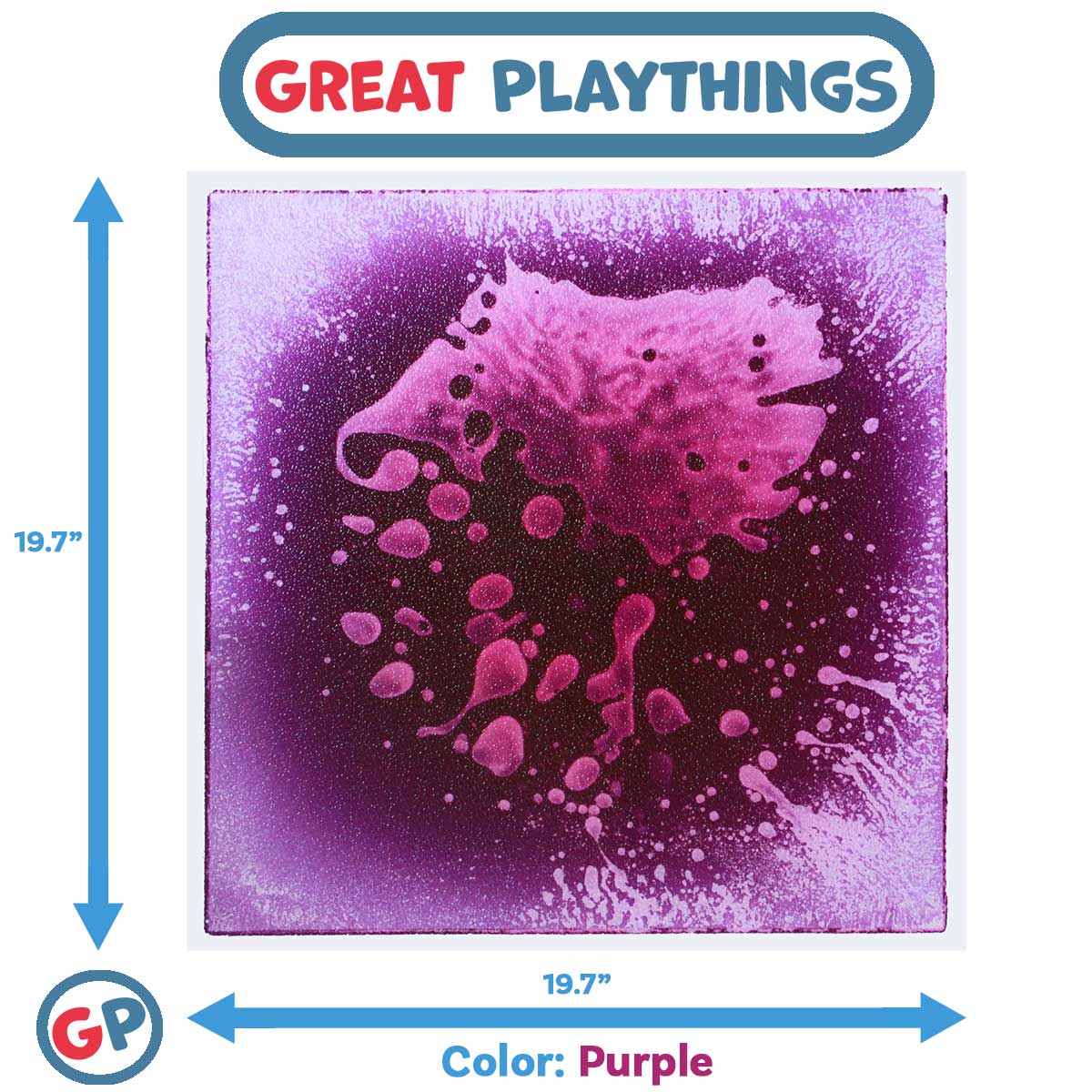 Great Playthings-19.7" Square Liquid Sensory Floor Tile - Box of 6 Purple Tiles-GP1105