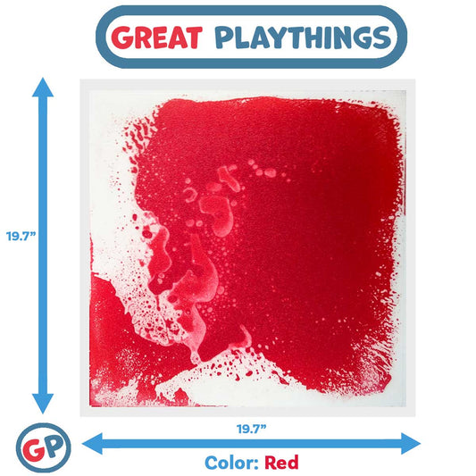 Great Playthings-19.7" Square Liquid Sensory Floor Tile - Box of 6 Red Tiles-GP1106