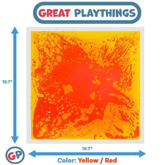 Great Playthings-19.7" Square Liquid Sensory Floor Tile - Box of 6 Yellow/Red Tiles-GP1107