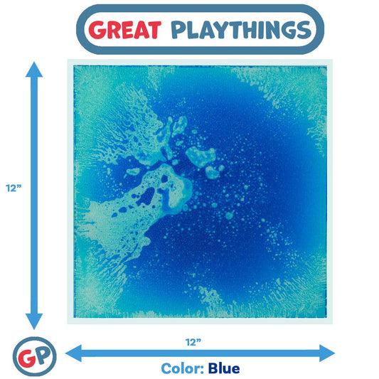 Great Playthings-11.8" Square Liquid Sensory Floor Tile - Box of 6 Blue Tiles-GP1122