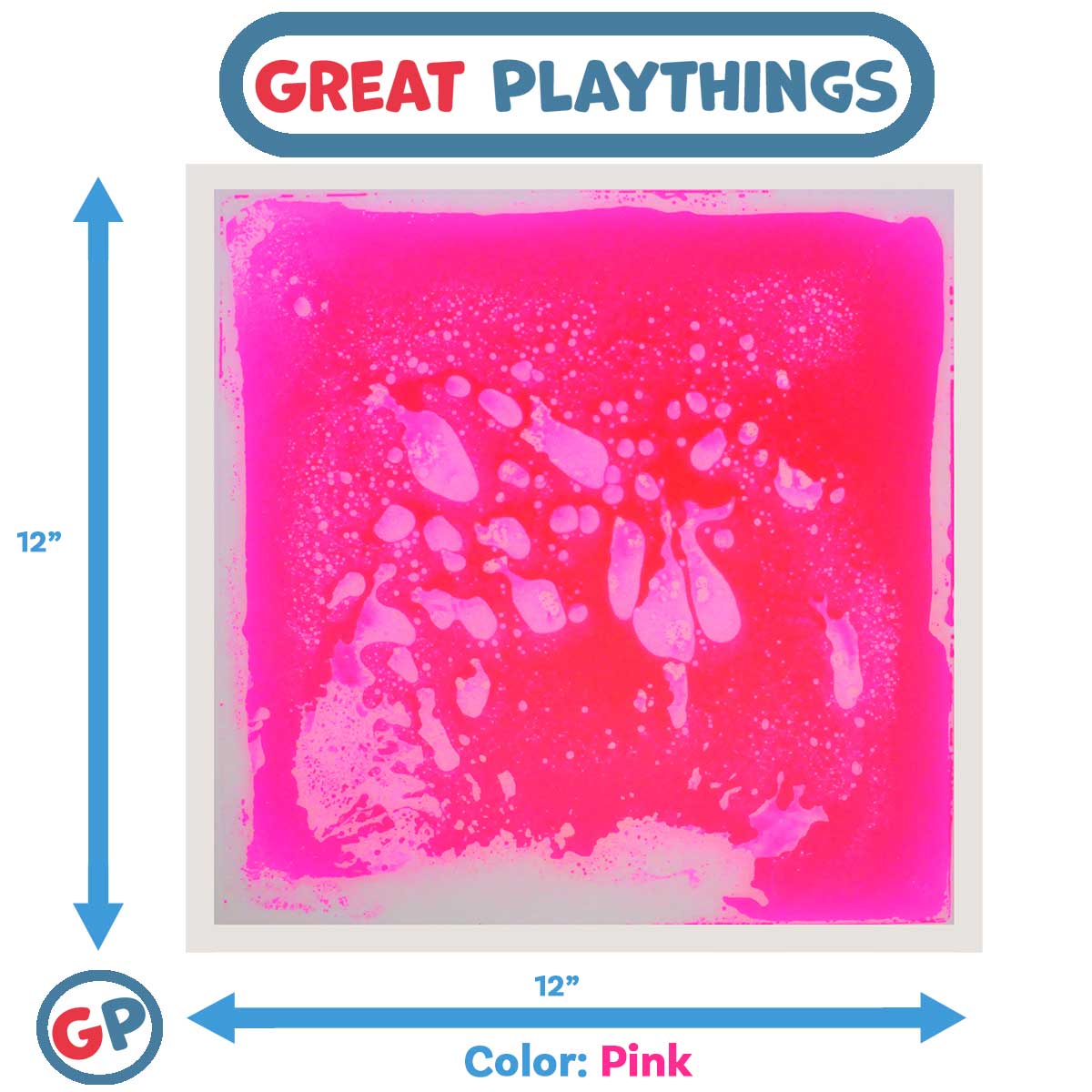 Great Playthings-11.8" Square Liquid Sensory Floor Tile - Box of 6 Pink Tiles-GP1124