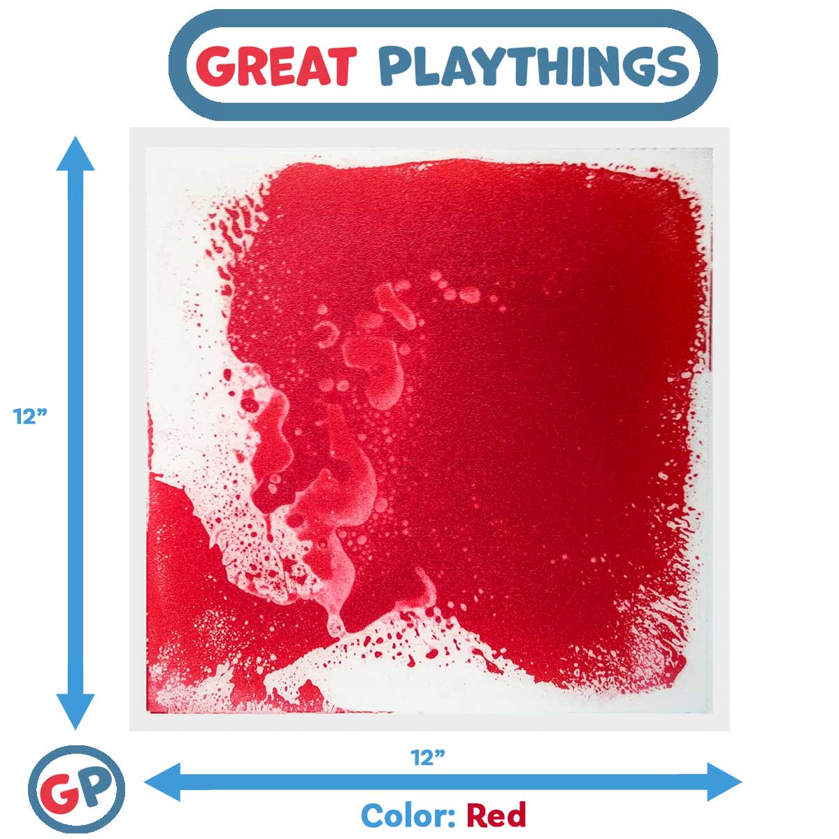 Great Playthings-11.8" Square Liquid Sensory Floor Tile - Box of 6 Red Tiles-GP1126