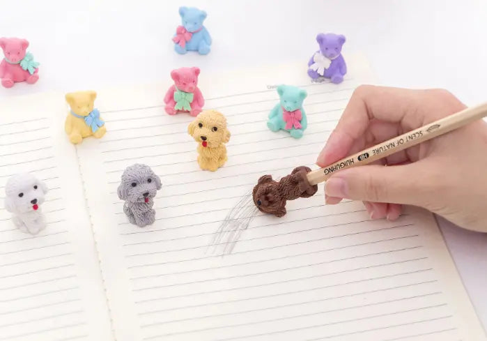 Cute Teddy Bear & Dog Series Mini Erasers Card