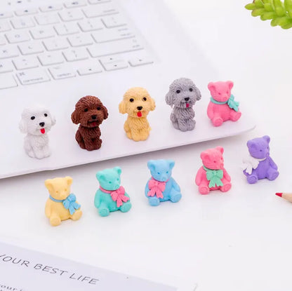 Cute Teddy Bear & Dog Series Mini Erasers Card