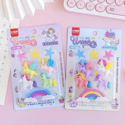 Cute Unicorns Mini Erasers Card