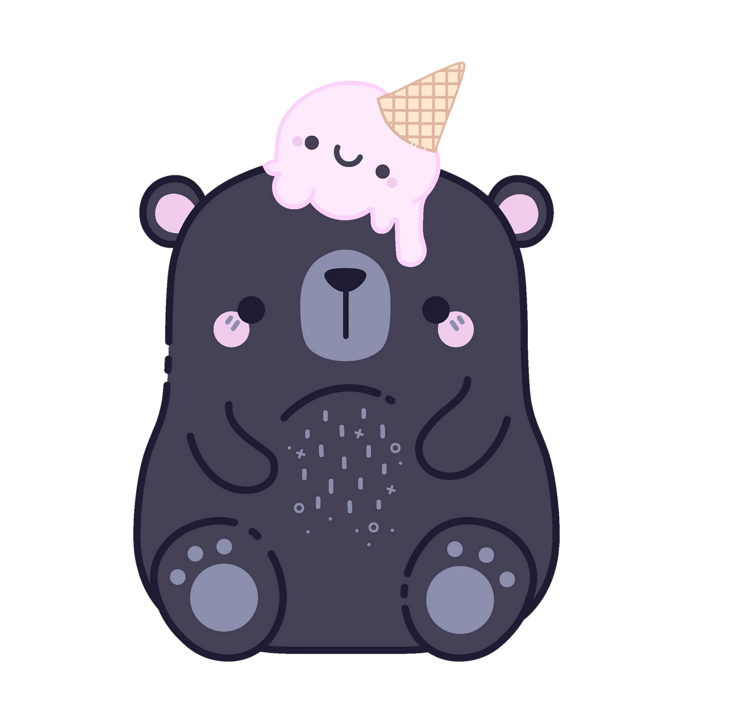 IDAKO-Ice Cream Hat Bear 4" Sticker-