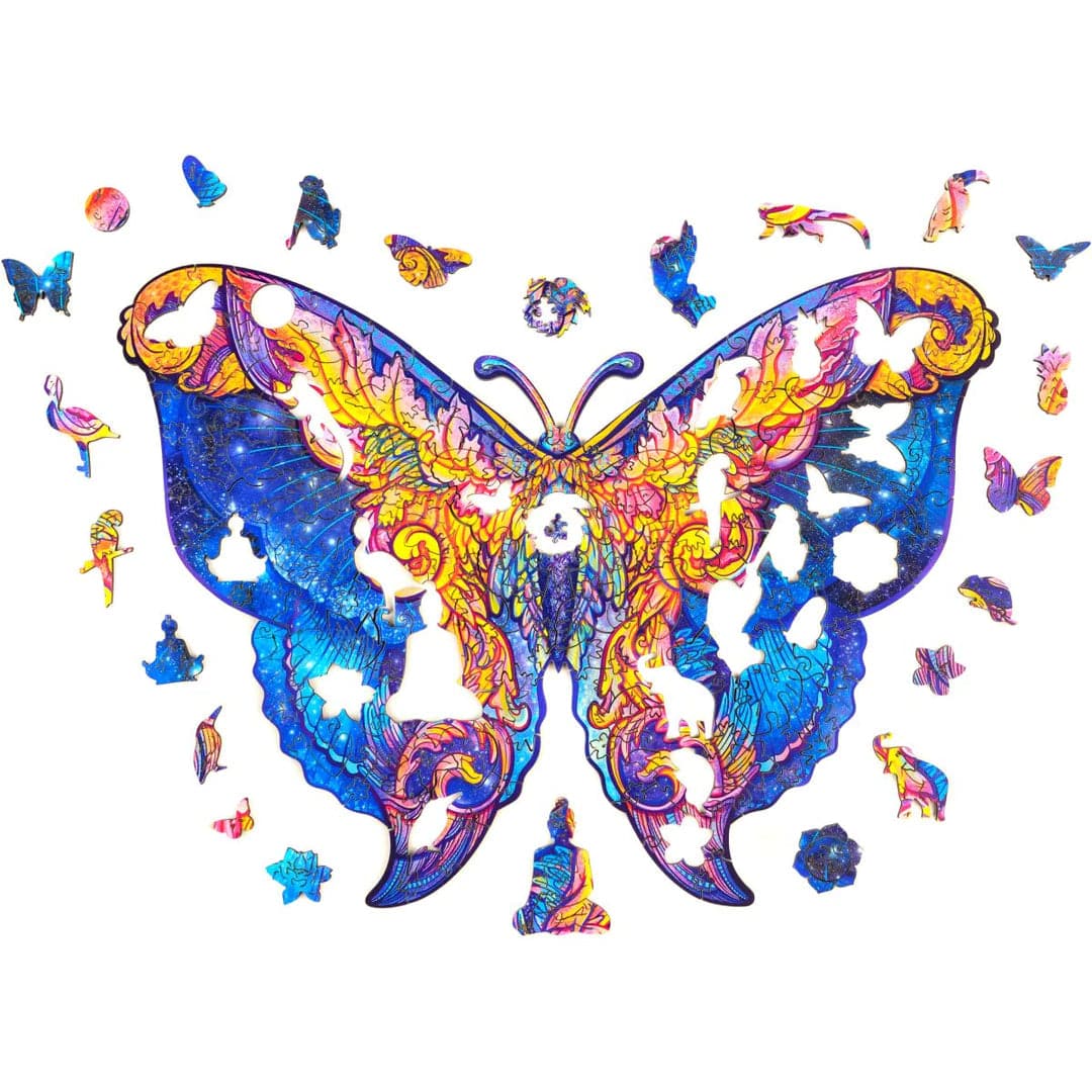 Unidragon-Intergalaxy Butterfly Wooden Puzzle - Medium-UNI-BUT-M