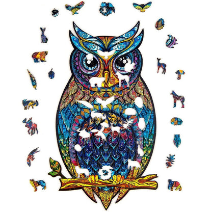 Unidragon-Charming Owl Wooden Puzzle - Medium-UNI-OWL-M