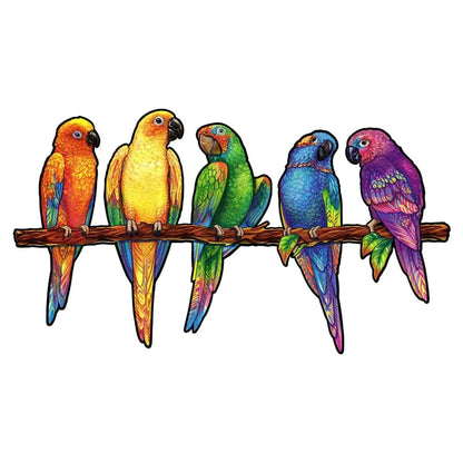 Playful Parrots Wooden Puzzle - Simple