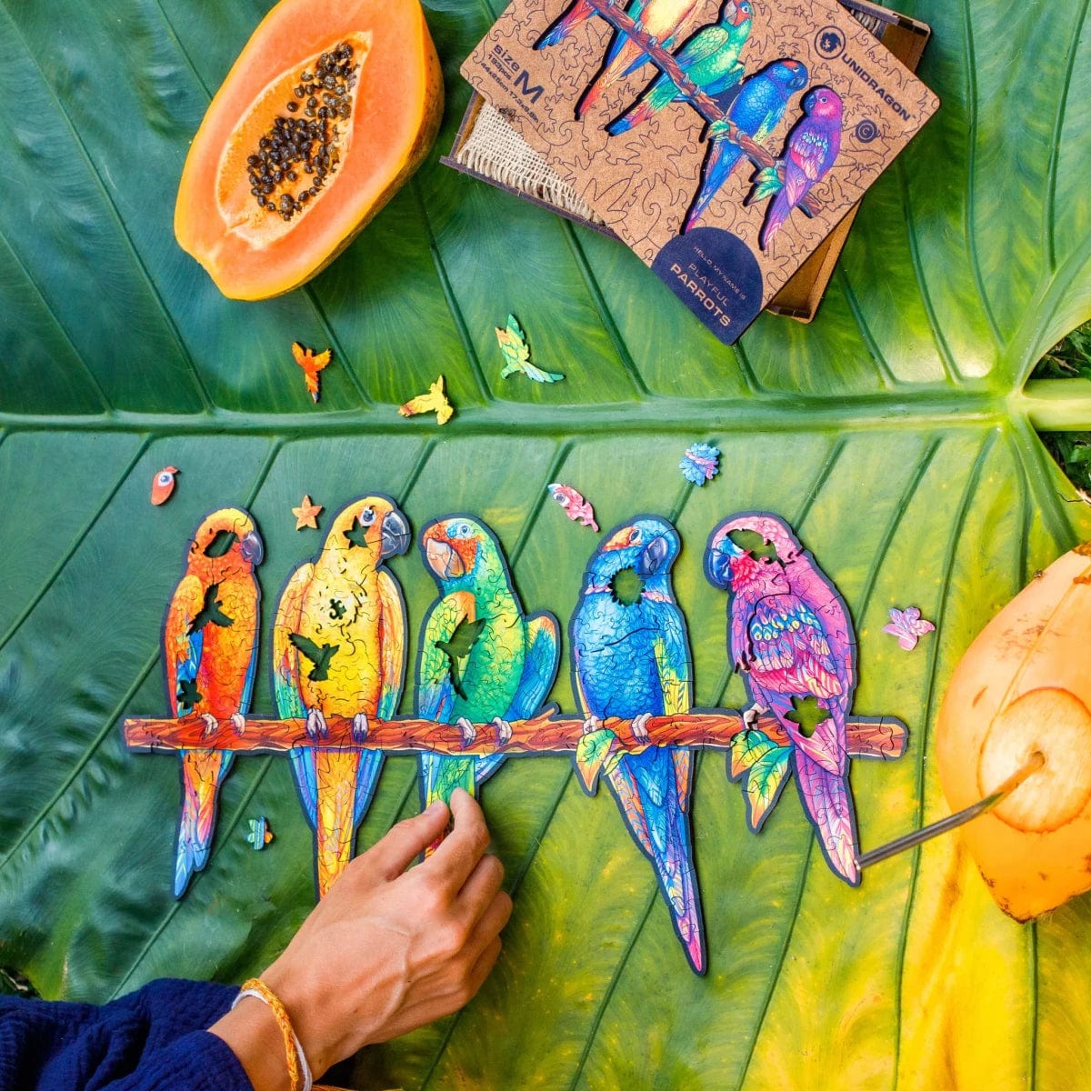 Playful Parrots Wooden Puzzle - King Size
