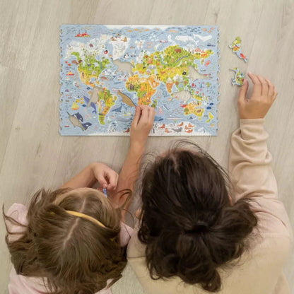 Kids World Map Wooden Puzzle - 100 Pieces